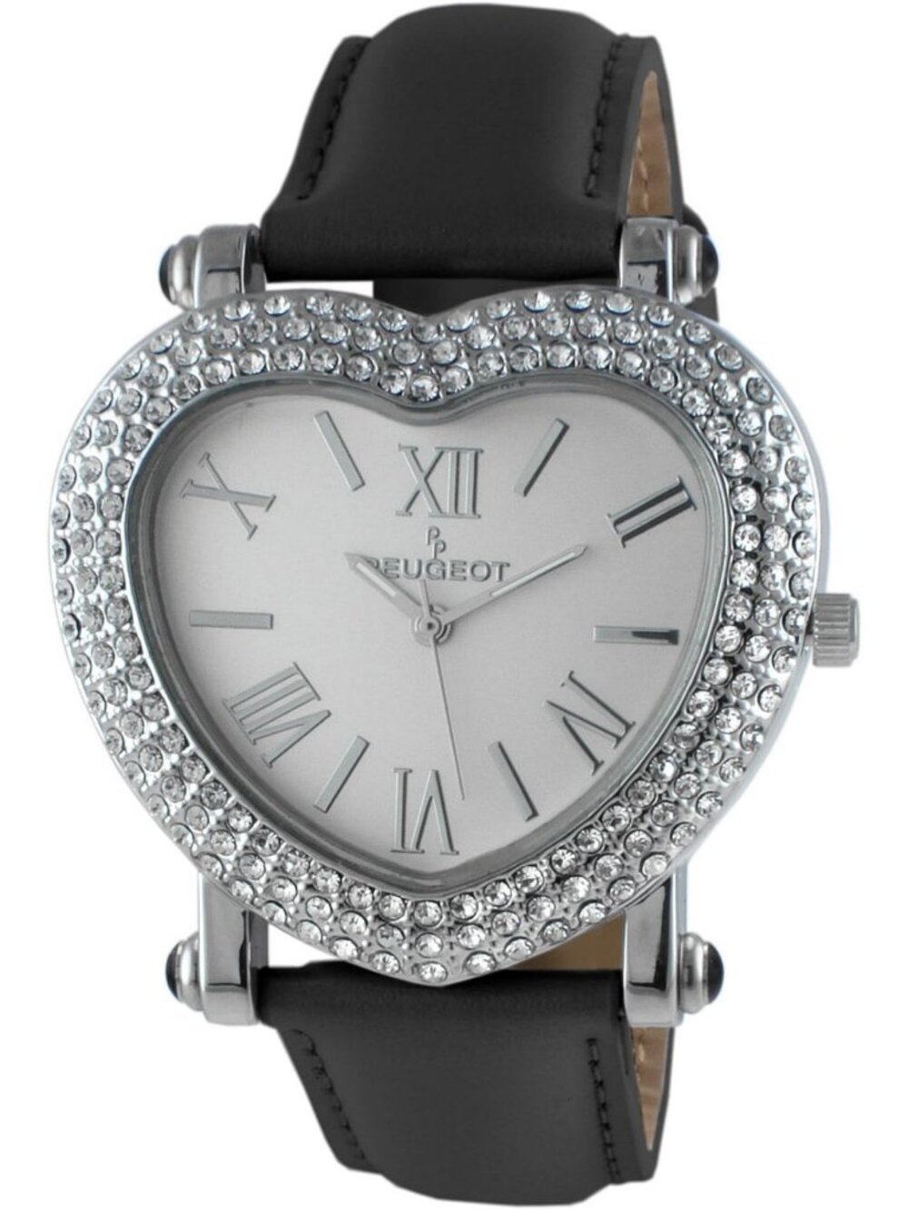 Chic Heart Shaped Women's Watch with Crystal Accents & Stylish Leather Strap